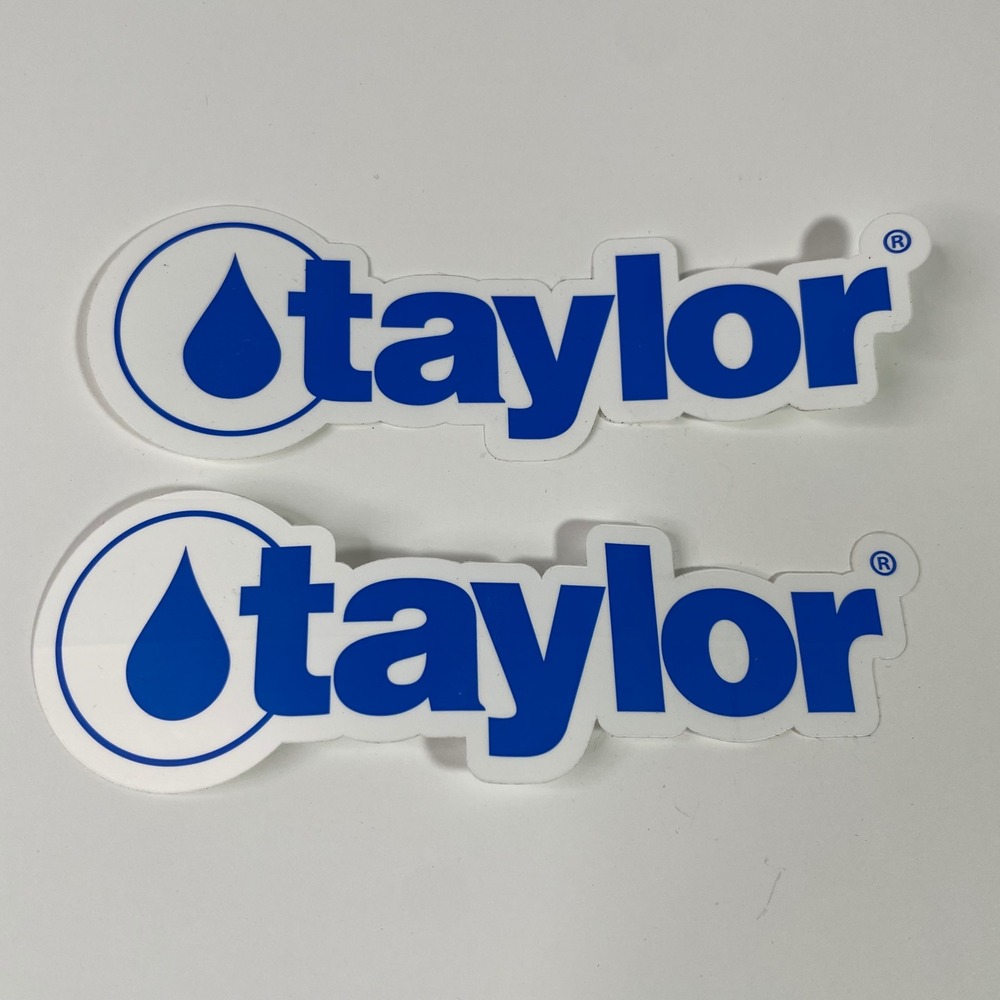 Taylor Water Technologies Logo Stickers Blue White Water Drop Decals Set of 2